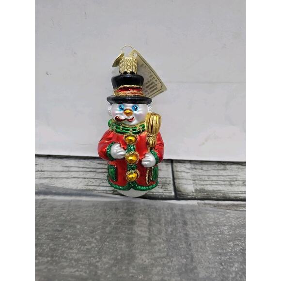 Old World Christmas SNOWMAN Blown Glass Ornament Merck Family 2001 [129] - Picture 2 of 10